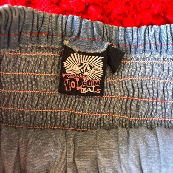 Volcom Blue Frayed Denim Ruffled Top - Picture 3 of 4